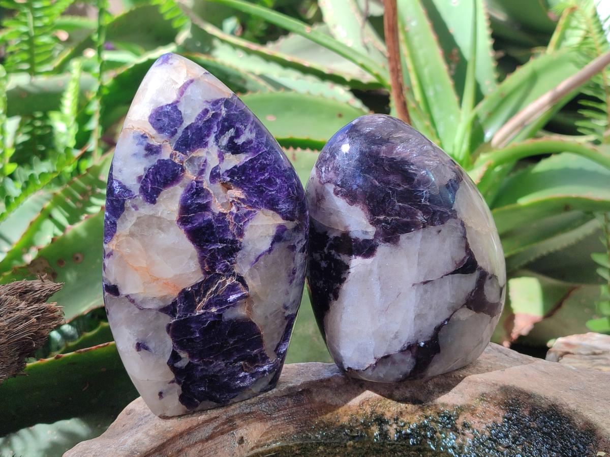 Polished Silver Leaf Lepidolite Standing Display Pieces x 3 From Zimbabwe