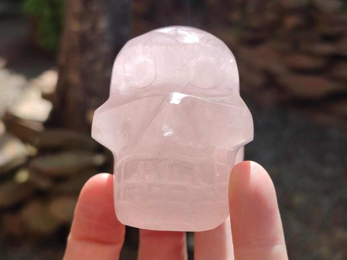 Hand Made Gemmy Rose Quartz Skulls x 4 From Madagascar