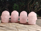 Hand Made Gemmy Rose Quartz Skulls x 4 From Madagascar