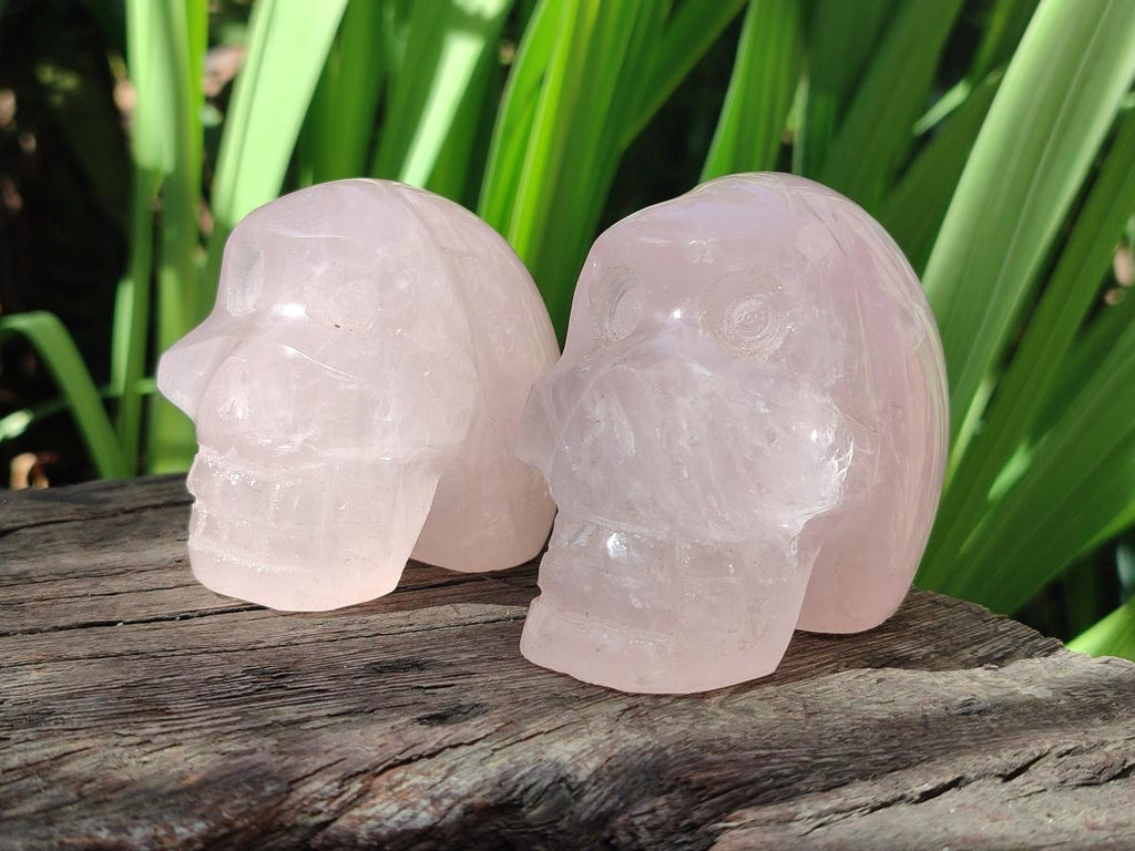 Hand Made Gemmy Rose Quartz Skulls x 4 From Madagascar