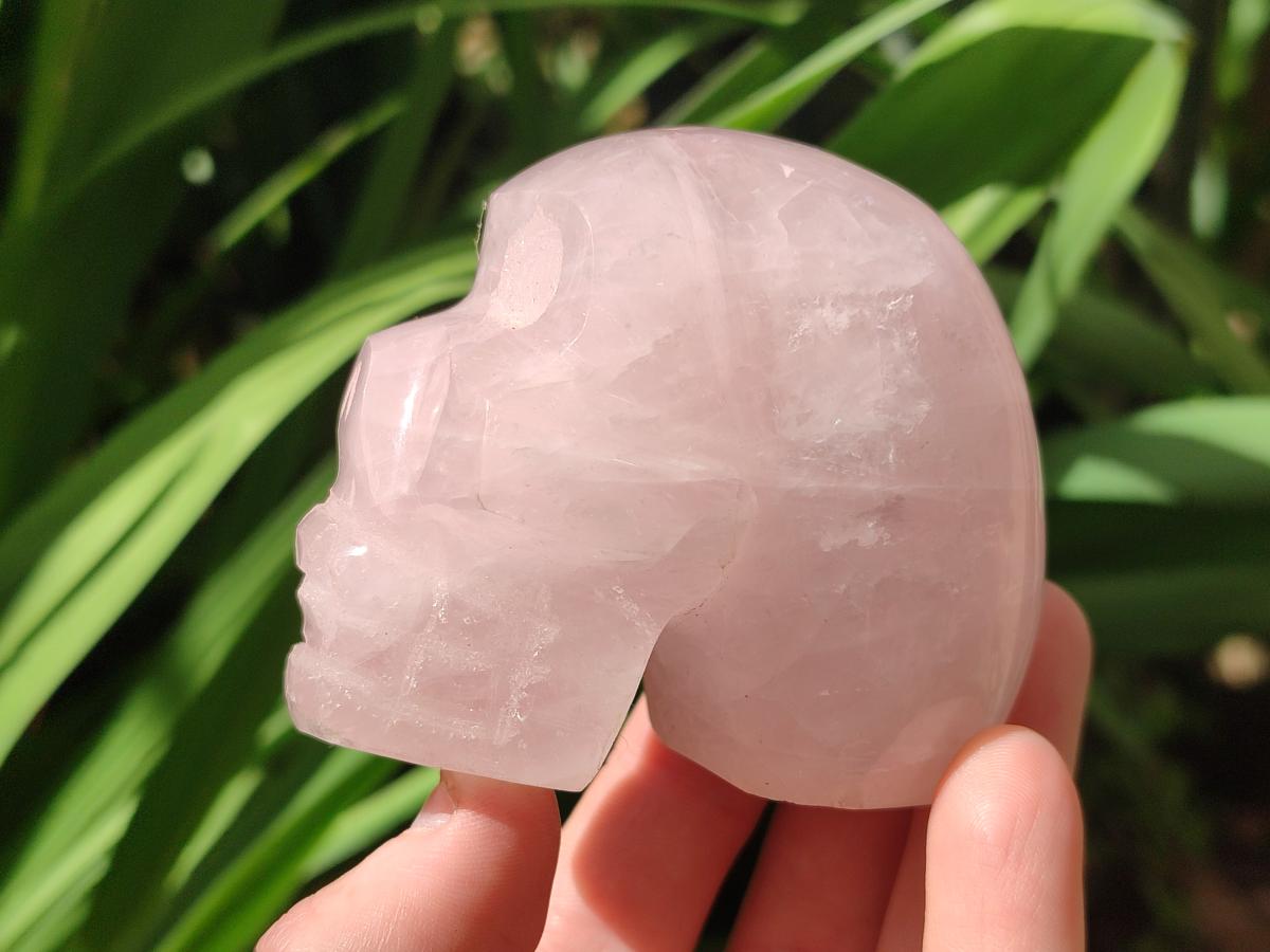Hand Made Gemmy Rose Quartz Skulls x 4 From Madagascar