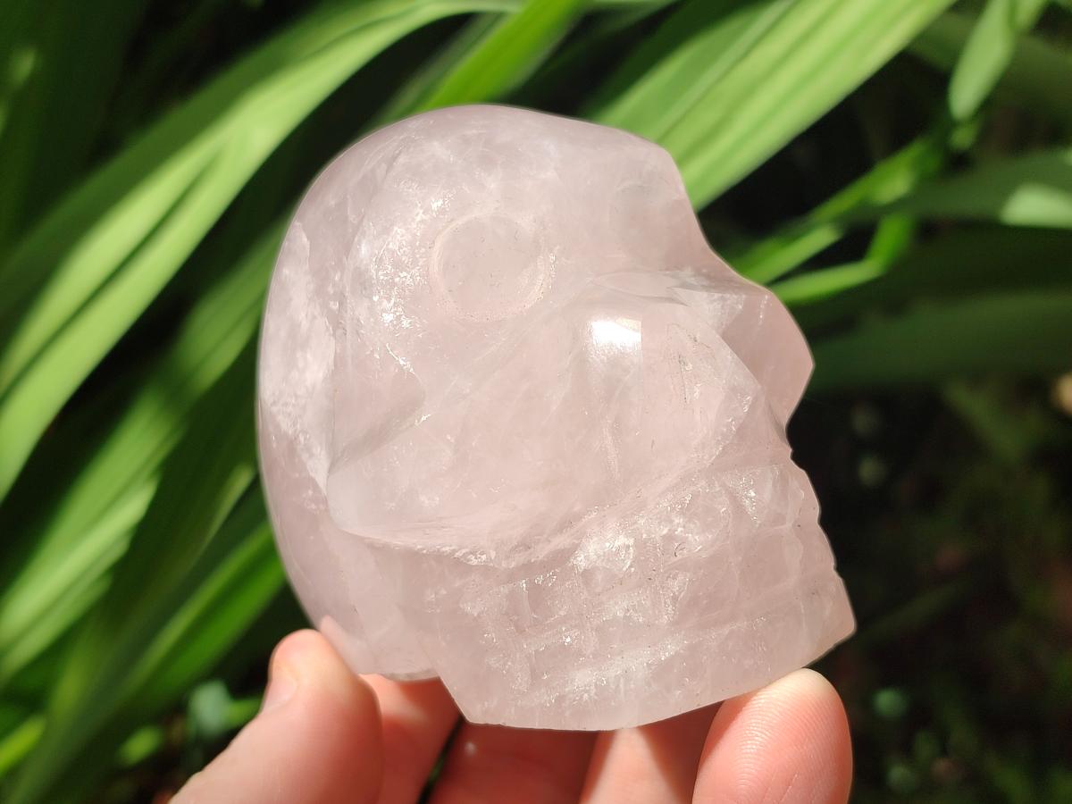 Hand Made Gemmy Rose Quartz Skulls x 4 From Madagascar