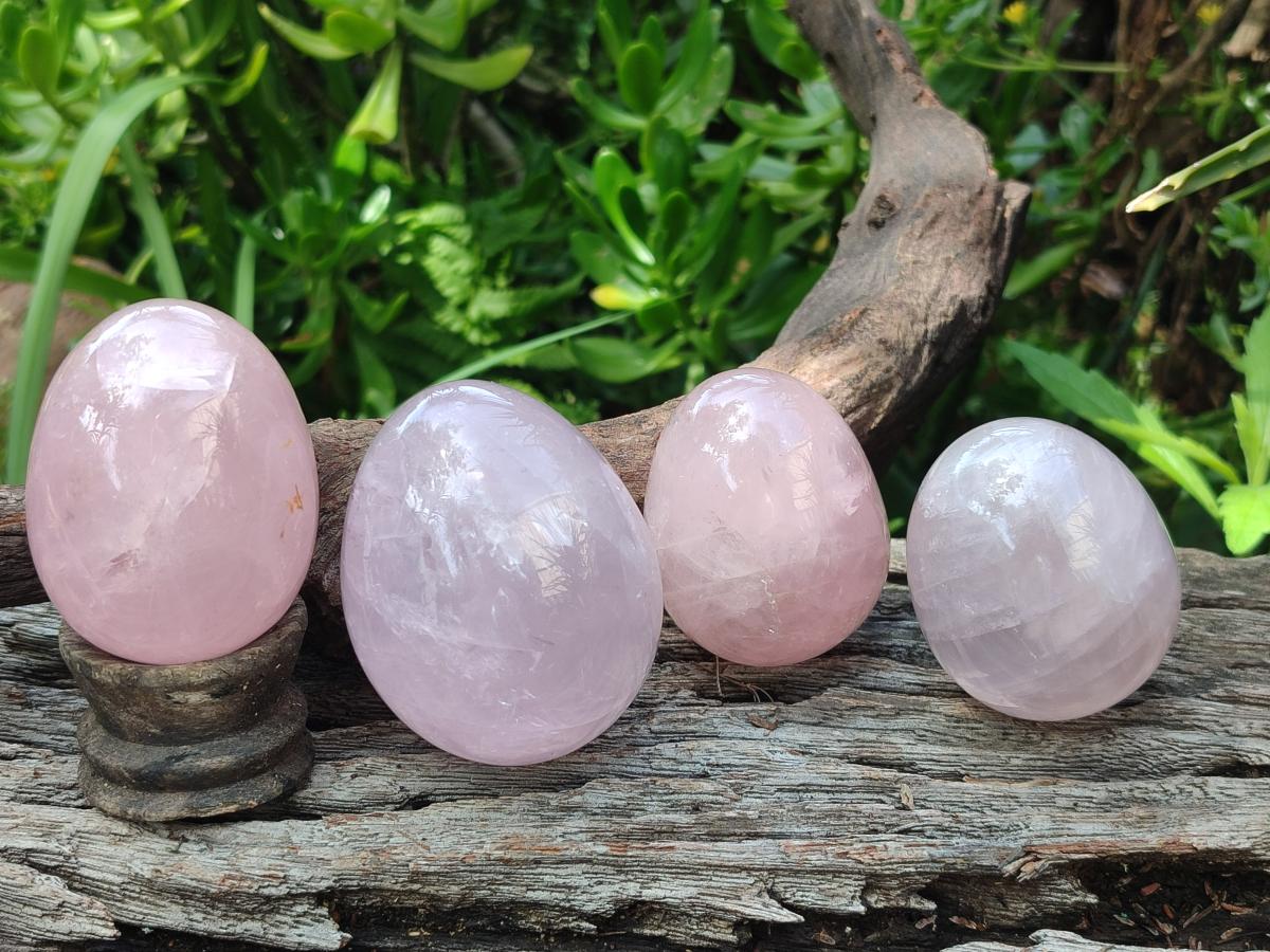 Polished Gemmy Rose Quartz Eggs x 6 From Madagascar