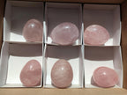 Polished Gemmy Rose Quartz Eggs x 6 From Madagascar