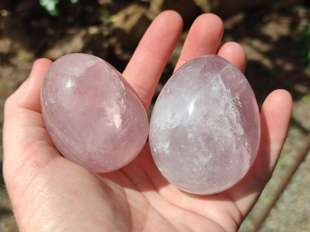 Polished Gemmy Rose Quartz Eggs x 6 From Madagascar