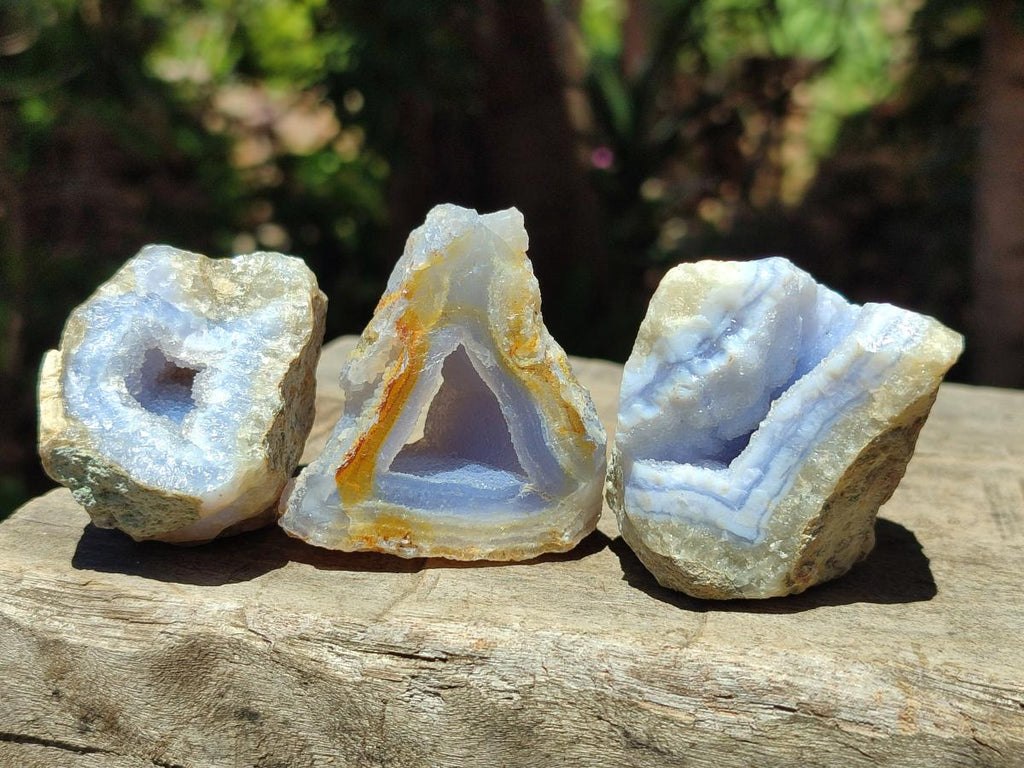 Natural Blue Lace Agate Geode and Vug Specimens x 35 From Nsanje, Malawi