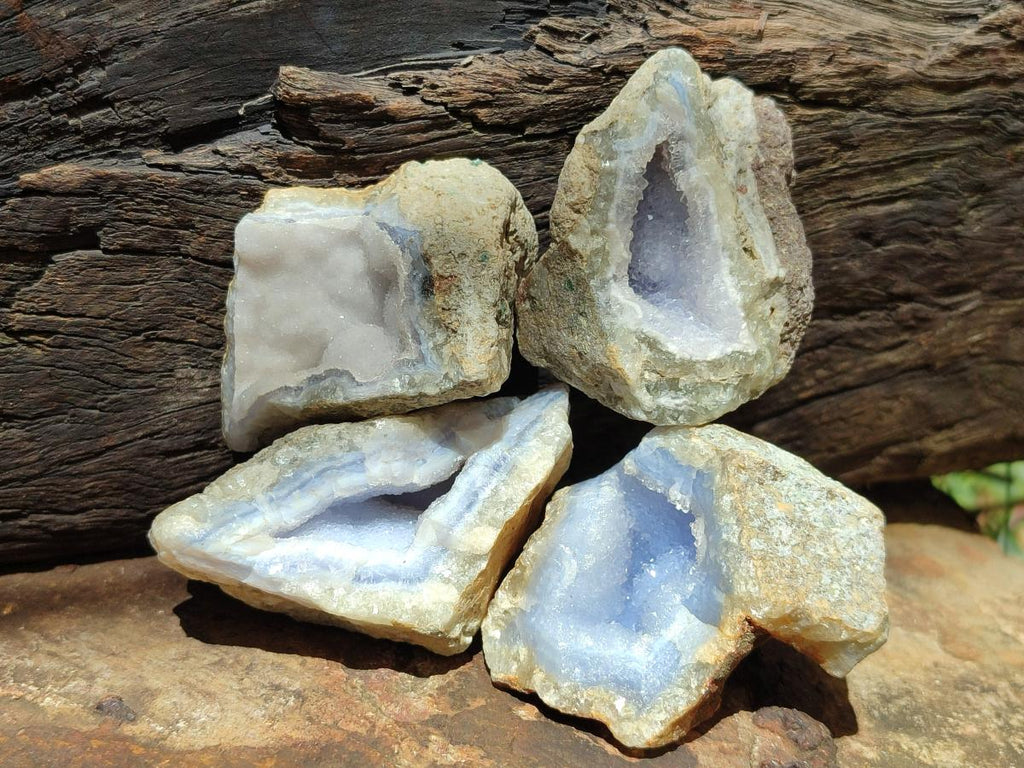 Natural Blue Lace Agate Geode and Vug Specimens x 35 From Nsanje, Malawi