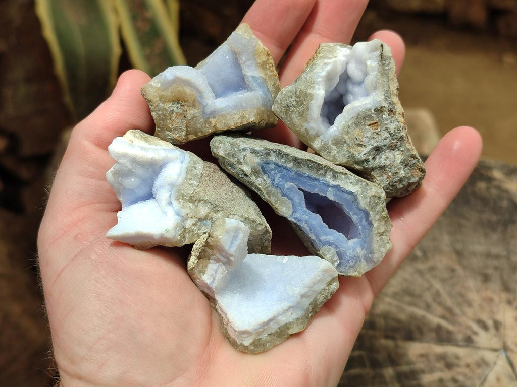 Natural Blue Lace Agate Geode and Vug Specimens x 35 From Nsanje, Malawi