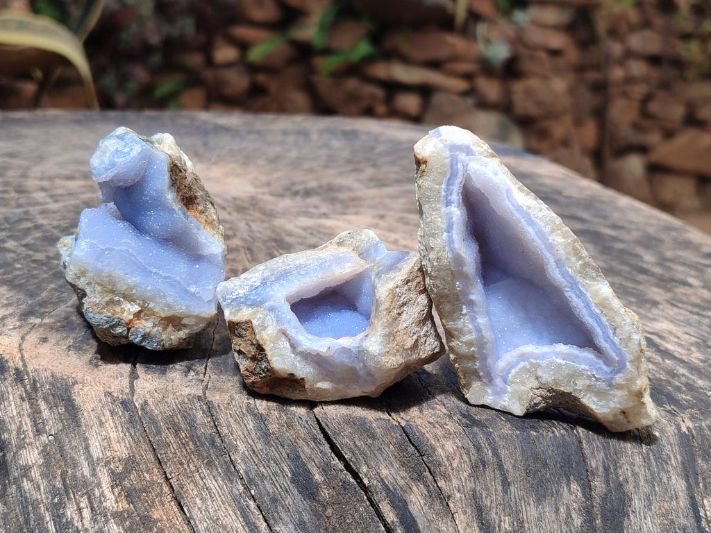 Natural Blue Lace Agate Geode and Vug Specimens x 35 From Nsanje, Malawi