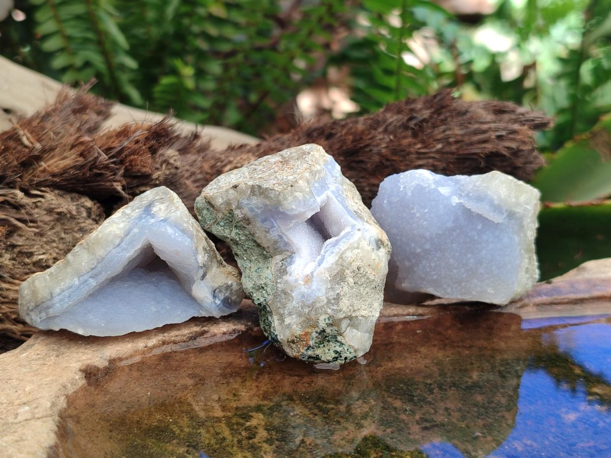 Natural Blue Lace Agate Geode and Vug Specimens x 35 From Nsanje, Malawi