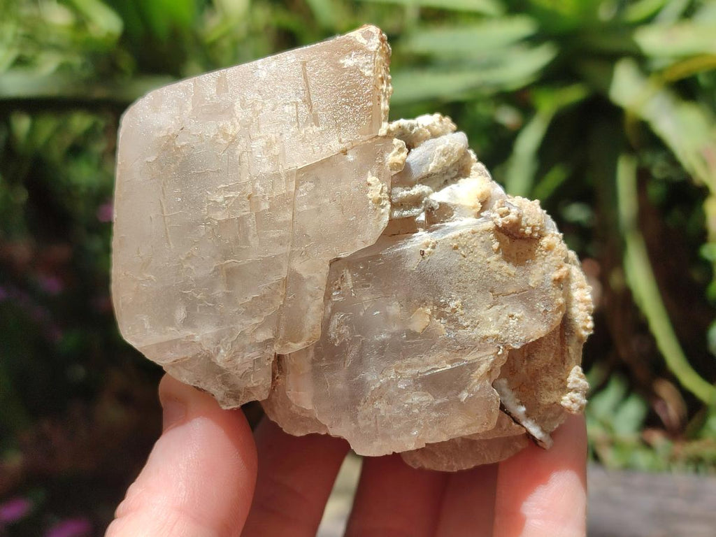 Natural Stacked Rhombohedral Etched Calcite Specimens  with Phosphorus Aragonite x 4 From Albert's Mountain, Lesotho