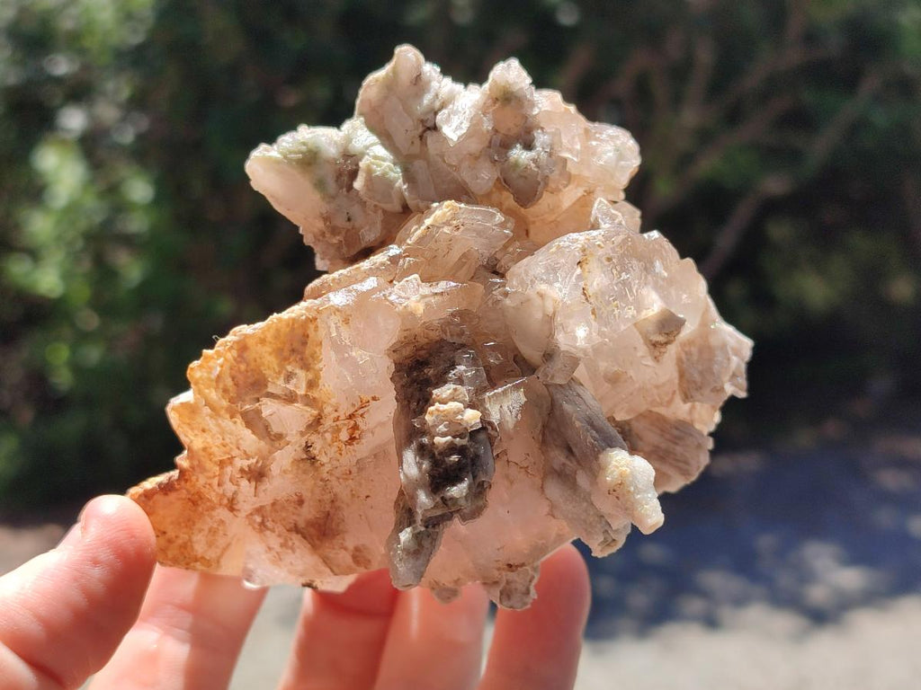 Natural Stacked Rhombohedral Etched Calcite Specimens  with Phosphorus Aragonite x 4 From Albert's Mountain, Lesotho