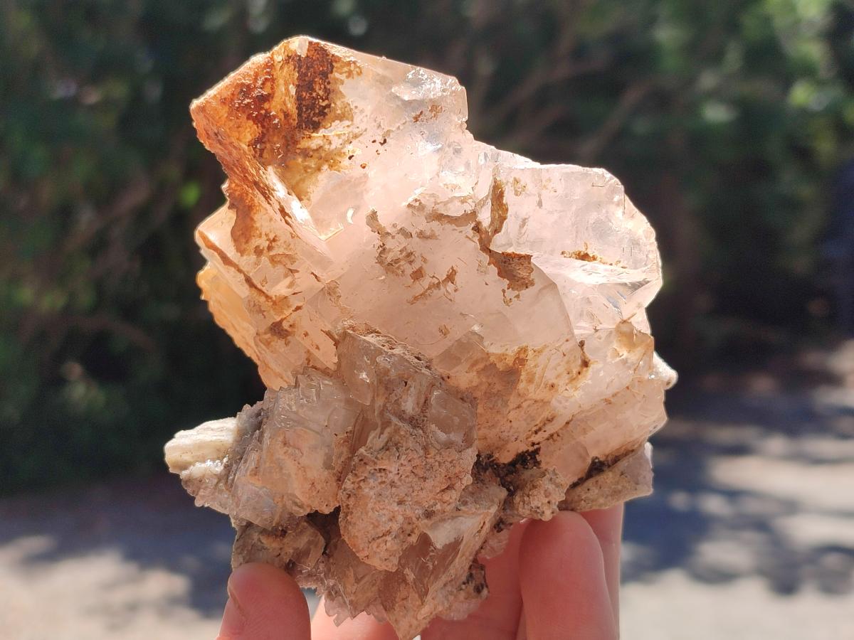 Natural Stacked Rhombohedral Etched Calcite Specimens  with Phosphorus Aragonite x 4 From Albert's Mountain, Lesotho
