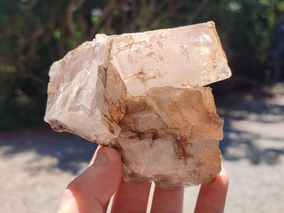 Natural Stacked Rhombohedral Etched Calcite Specimens  with Phosphorus Aragonite x 4 From Albert's Mountain, Lesotho