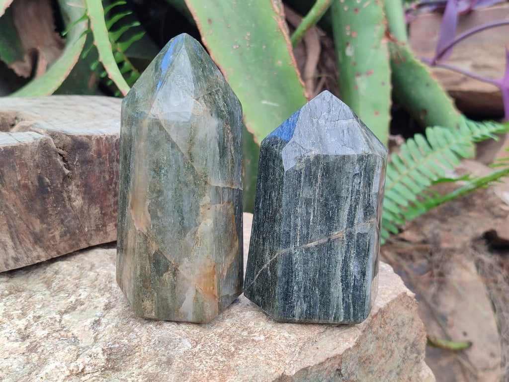 Polished Fuchsite Quartz with Pyrite Display Crystals x 4 From Andakatany, Madagascar