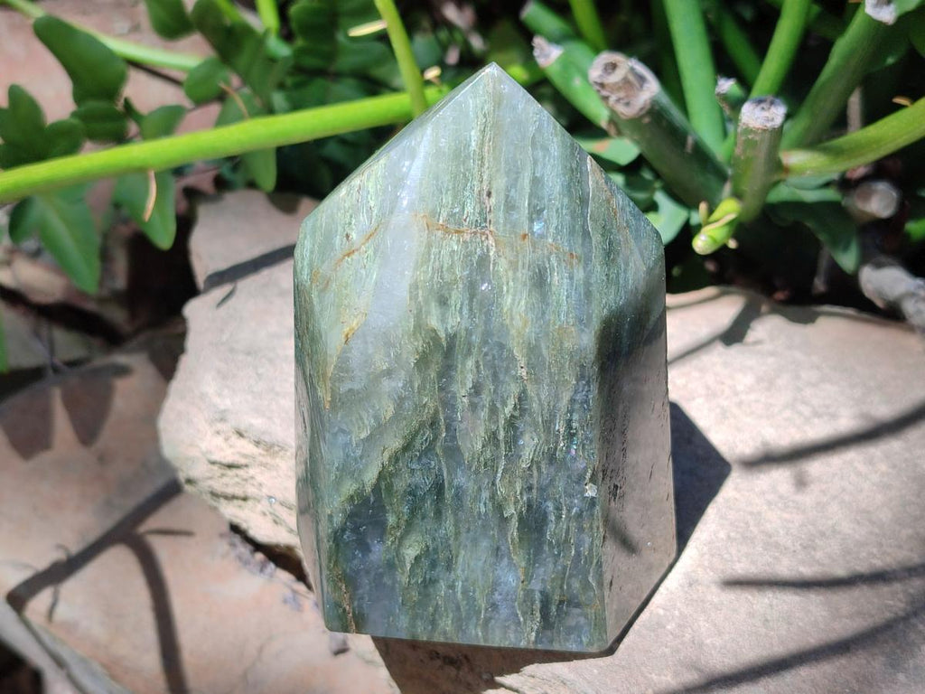 Polished Fuchsite Quartz with Pyrite Display Crystals x 4 From Andakatany, Madagascar