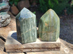 Polished Fuchsite Quartz with Pyrite Display Crystals x 4 From Andakatany, Madagascar