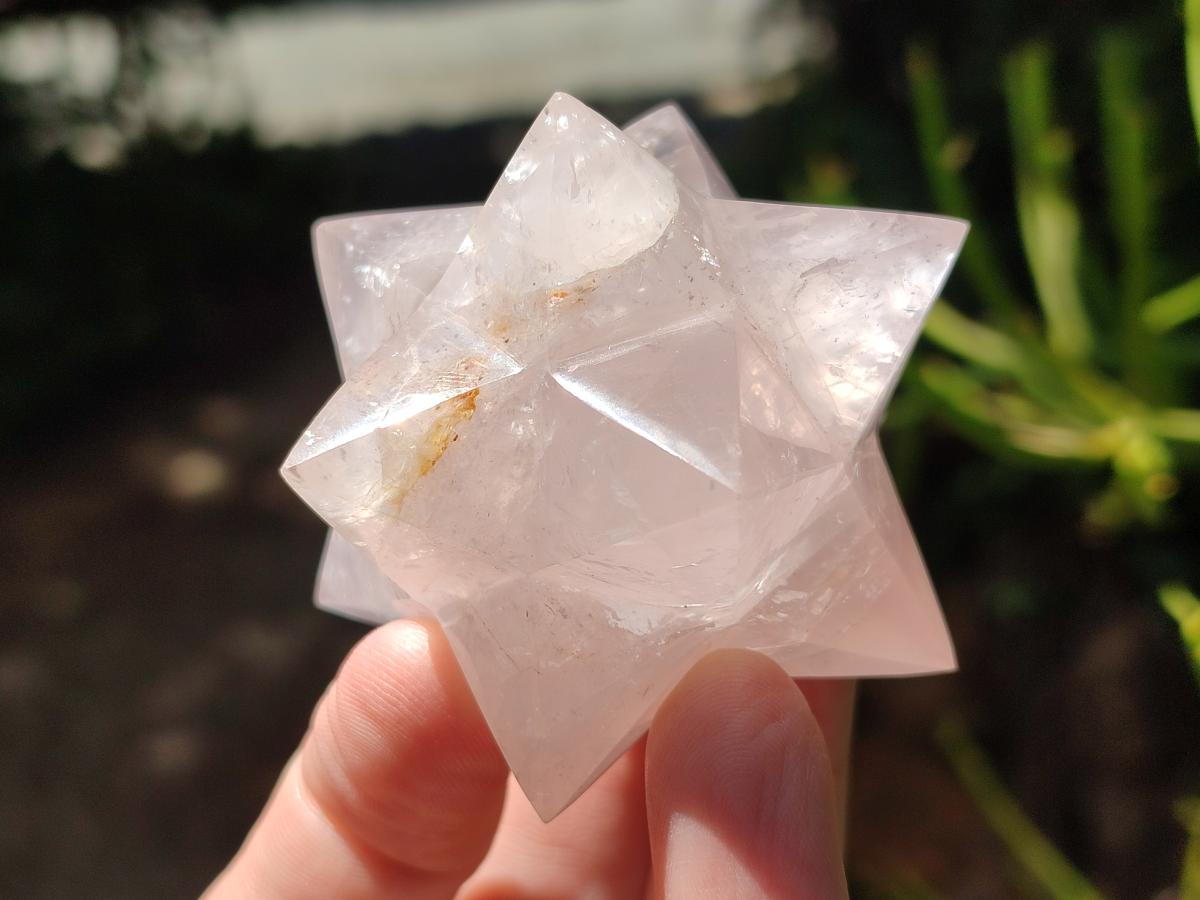 Hand Made Gemmy Rose Quartz Merkabahs x 3 From Madagascar