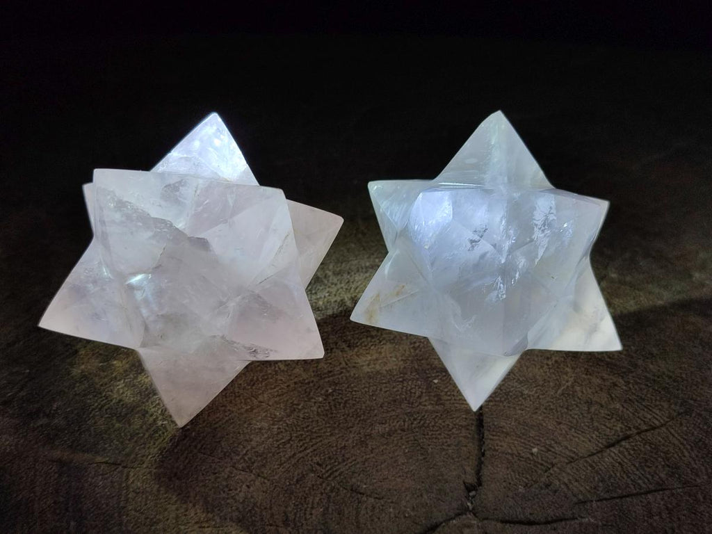 Hand Made Gemmy Rose Quartz Merkabahs x 3 From Madagascar