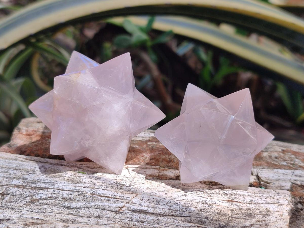 Hand Made Gemmy Rose Quartz Merkabahs x 3 From Madagascar
