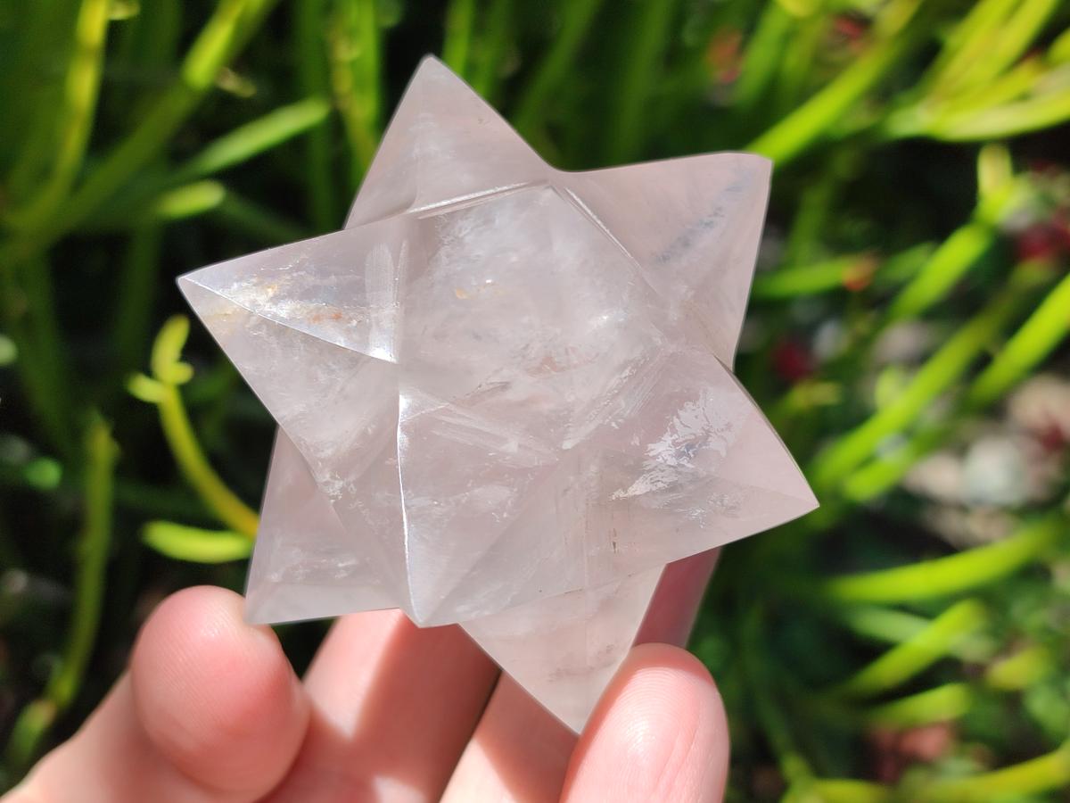 Hand Made Gemmy Rose Quartz Merkabahs x 3 From Madagascar