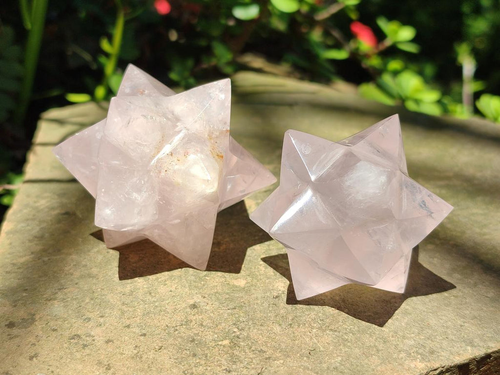 Hand Made Gemmy Rose Quartz Merkabahs x 3 From Madagascar