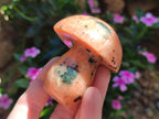 Polished Orange Calcite With Biotite Mushrooms x 6 From Madagascar