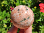 Polished Orange Calcite With Biotite Mushrooms x 6 From Madagascar
