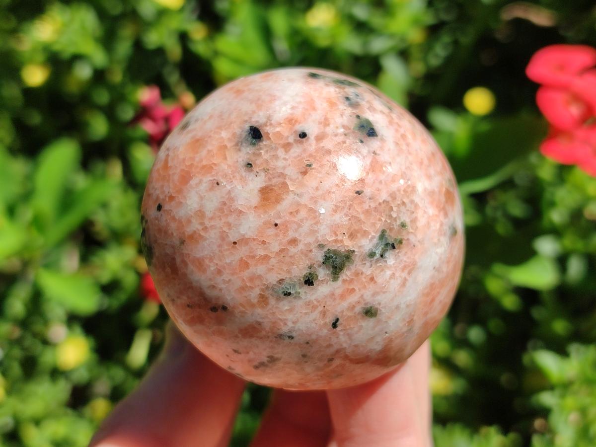 Polished Orange Calcite With Biotite Mushrooms x 6 From Madagascar