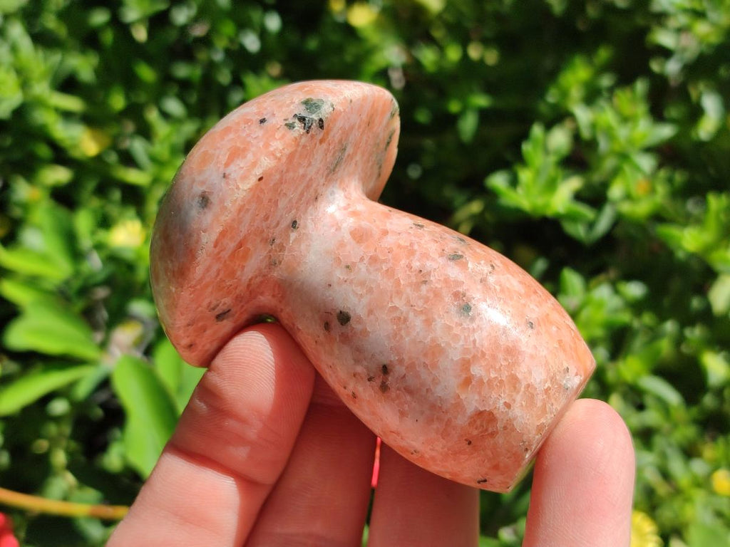 Polished Orange Calcite With Biotite Mushrooms x 6 From Madagascar