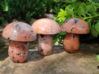 Polished Orange Calcite With Biotite Mushrooms x 6 From Madagascar