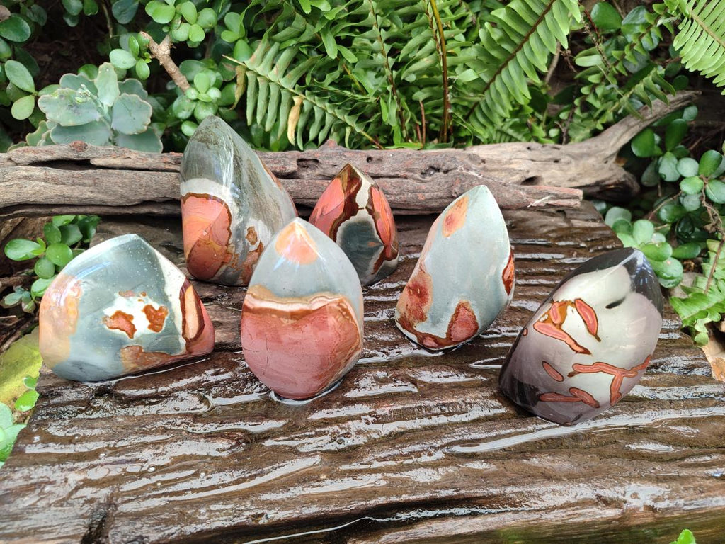 Polished Polychrome Jasper Flames x 6 From Androka, Madagascar