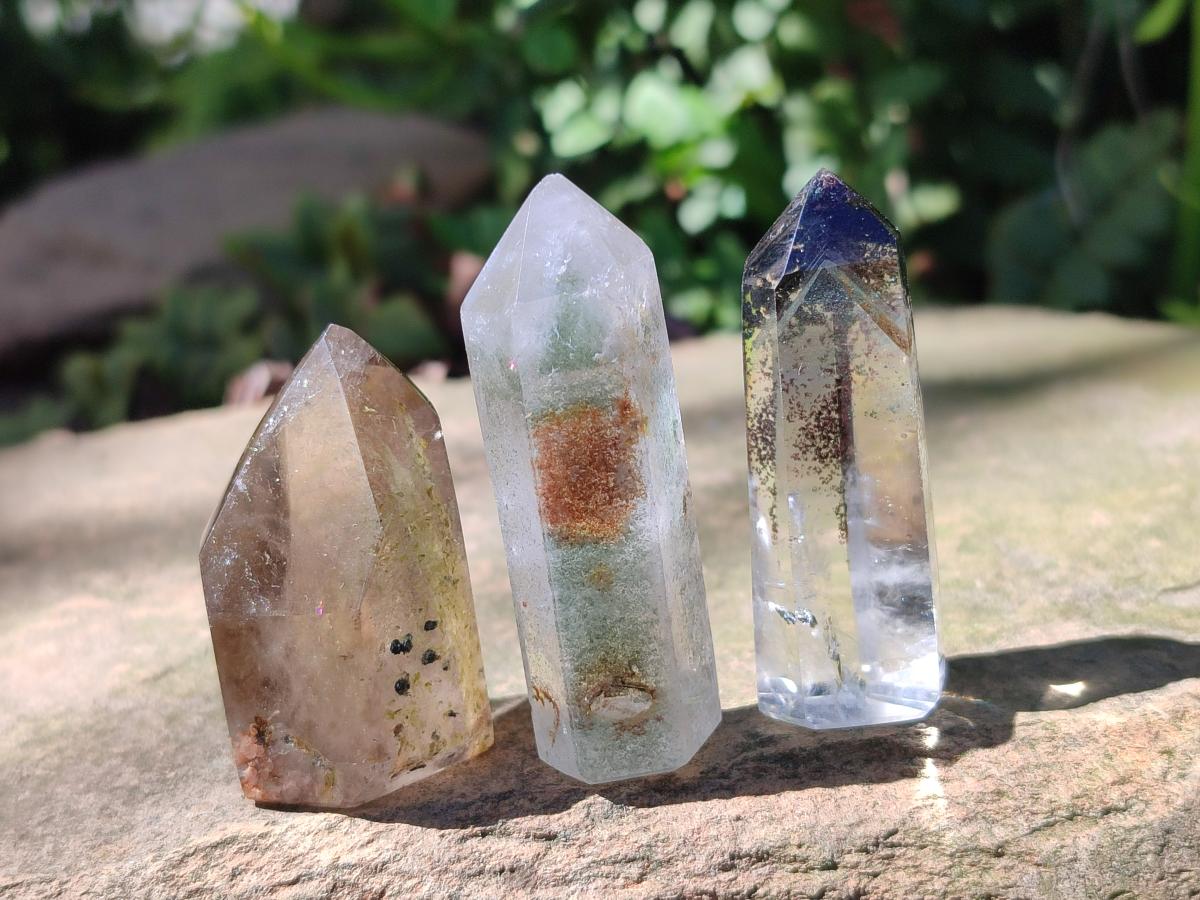 Polished Mix of Quartz Crystals with Inclusions x 12 From Madagascar
