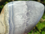 Polished and Natural Blue Lace Agate Standing Display Pieces x 3 From Nsanje, Malawi