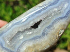 Polished and Natural Blue Lace Agate Standing Display Pieces x 3 From Nsanje, Malawi