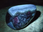 Polished and Natural Blue Lace Agate Standing Display Pieces x 3 From Nsanje, Malawi