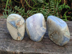 Polished and Natural Blue Lace Agate Standing Display Pieces x 3 From Nsanje, Malawi