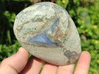 Polished and Natural Blue Lace Agate Standing Display Pieces x 3 From Nsanje, Malawi
