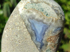 Polished and Natural Blue Lace Agate Standing Display Pieces x 3 From Nsanje, Malawi