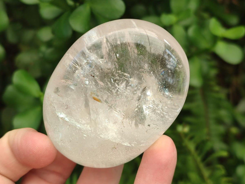 Polished Girasol Pearl Quartz Palm Stones x 12 From Ambatondrazaka, Madagascar