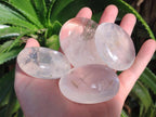 Polished Girasol Pearl Quartz Palm Stones x 12 From Ambatondrazaka, Madagascar