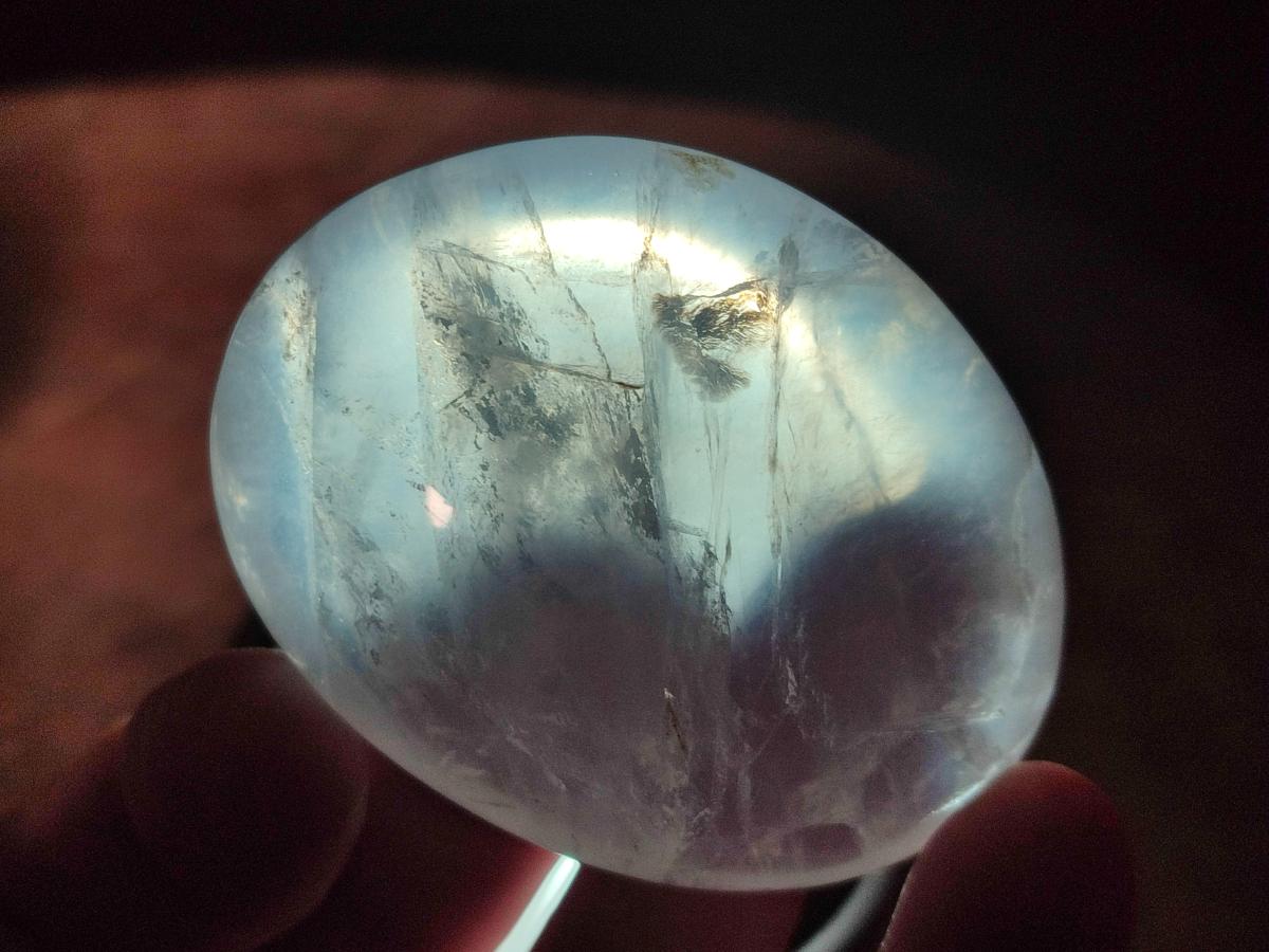Polished Girasol Pearl Quartz Palm Stones x 12 From Ambatondrazaka, Madagascar