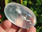 Polished Girasol Pearl Quartz Palm Stones x 12 From Ambatondrazaka, Madagascar