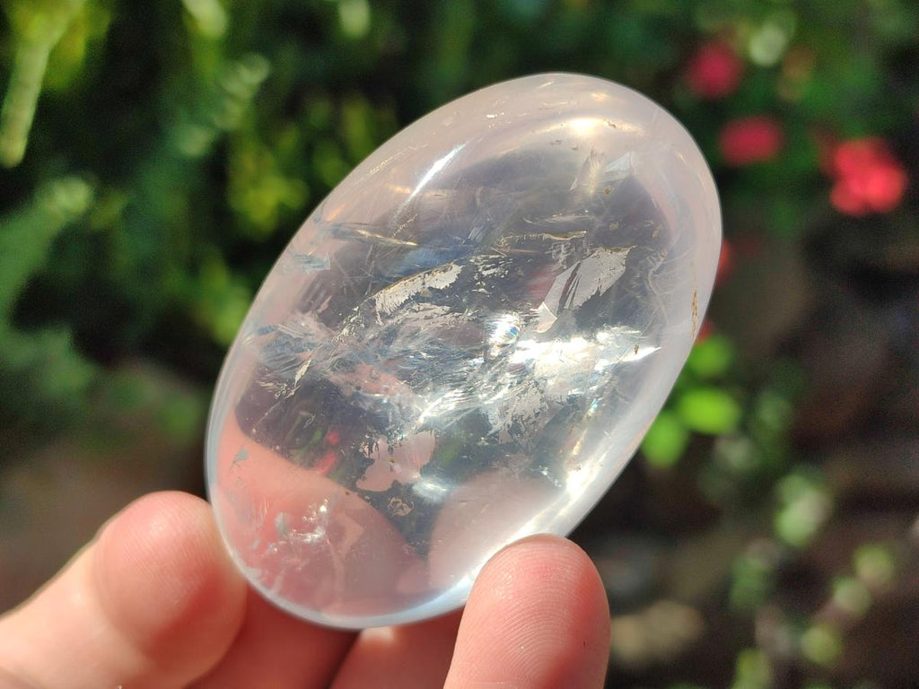 Polished Girasol Pearl Quartz Palm Stones x 12 From Ambatondrazaka, Madagascar