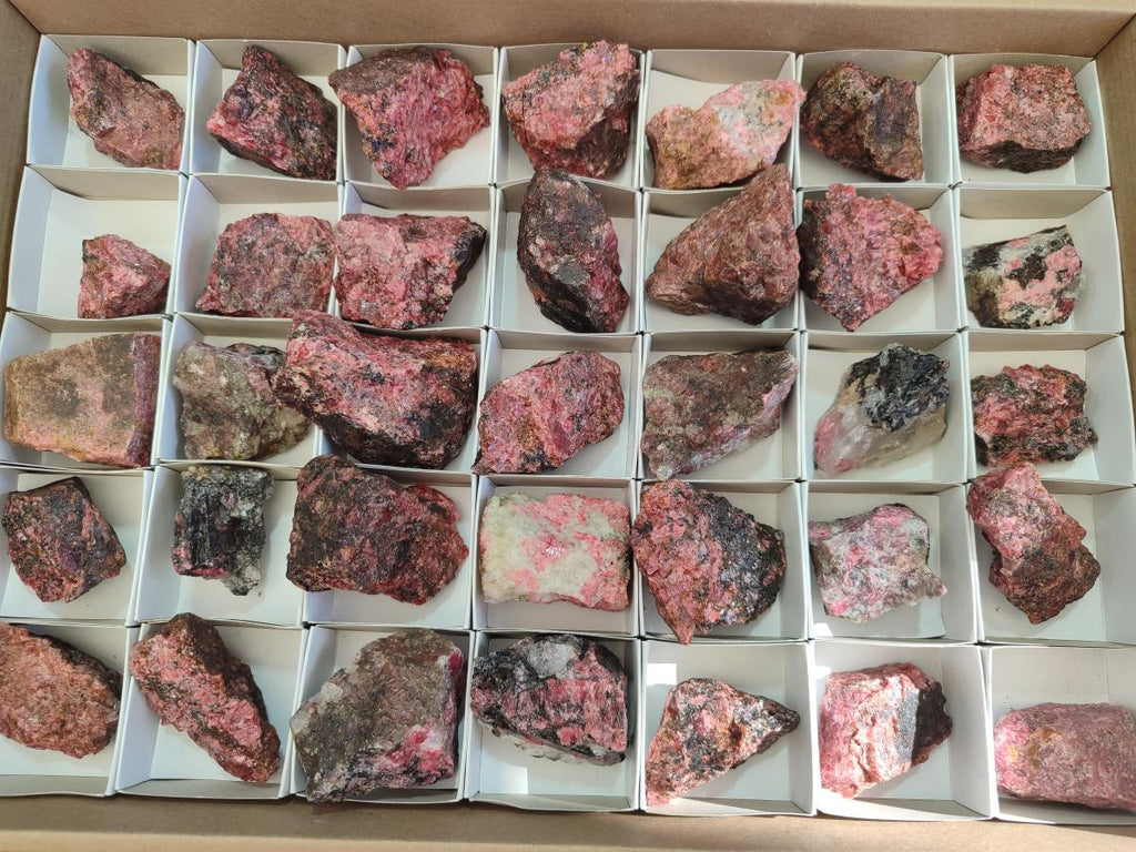 Natural Cobbed Rhodonite Specimens x 35 From Rhusinga, Zimbabwe