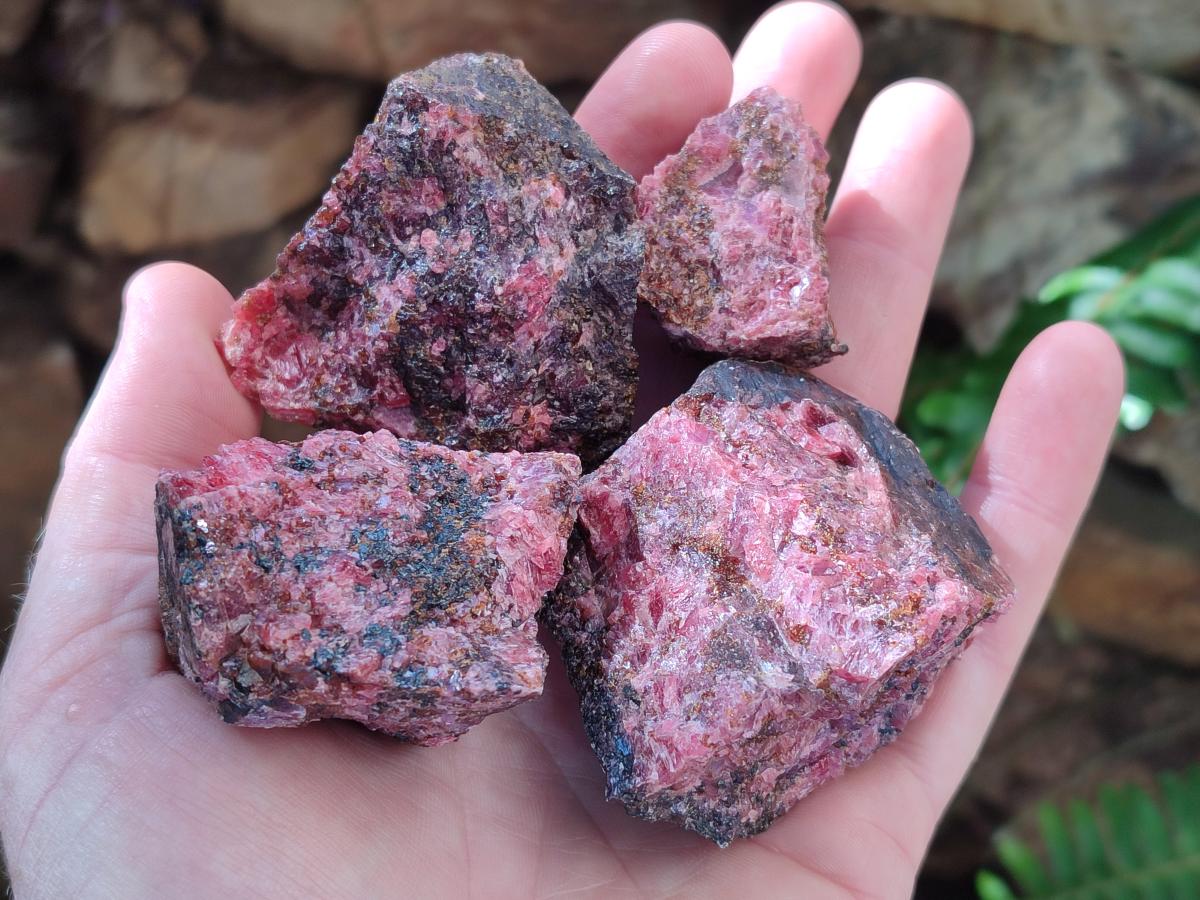 Natural Cobbed Rhodonite Specimens x 35 From Rhusinga, Zimbabwe