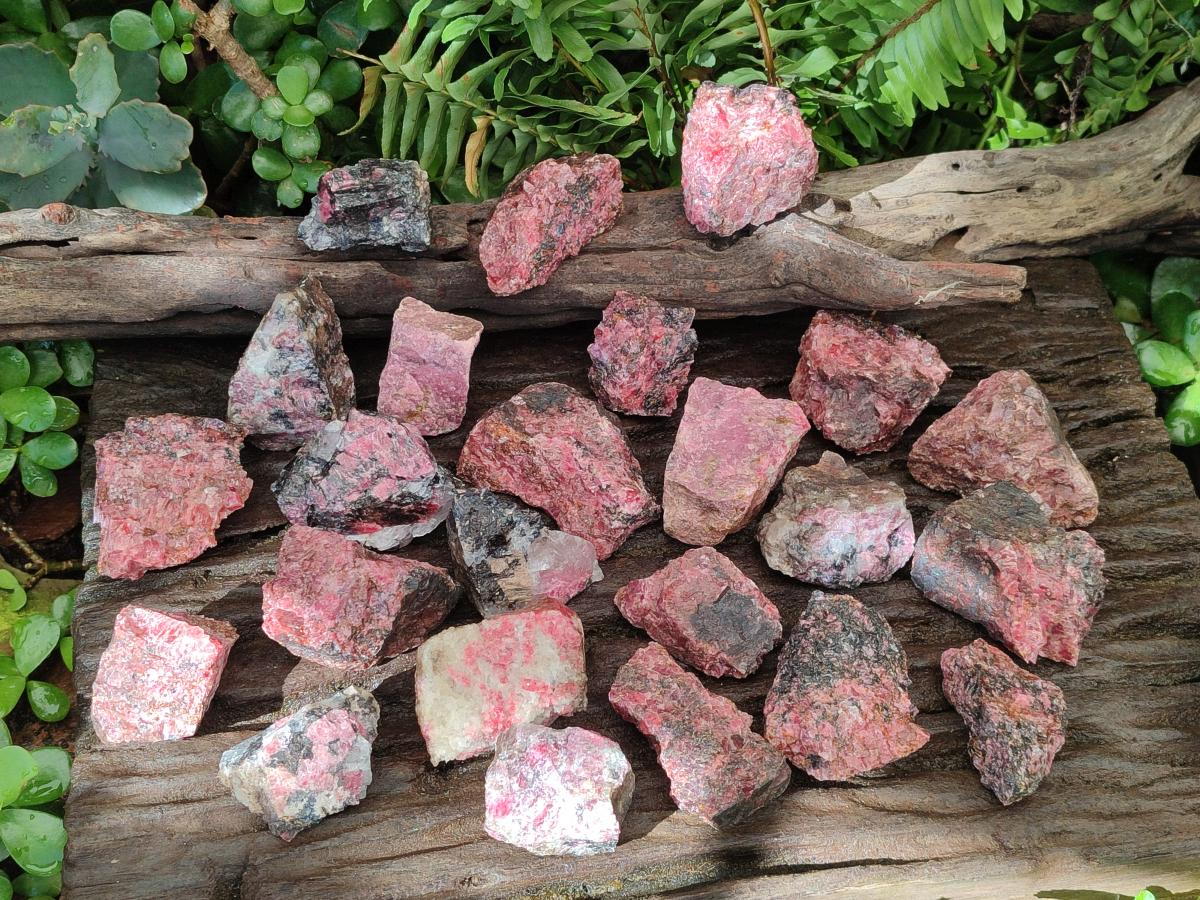 Natural Cobbed Rhodonite Specimens x 35 From Rhusinga, Zimbabwe