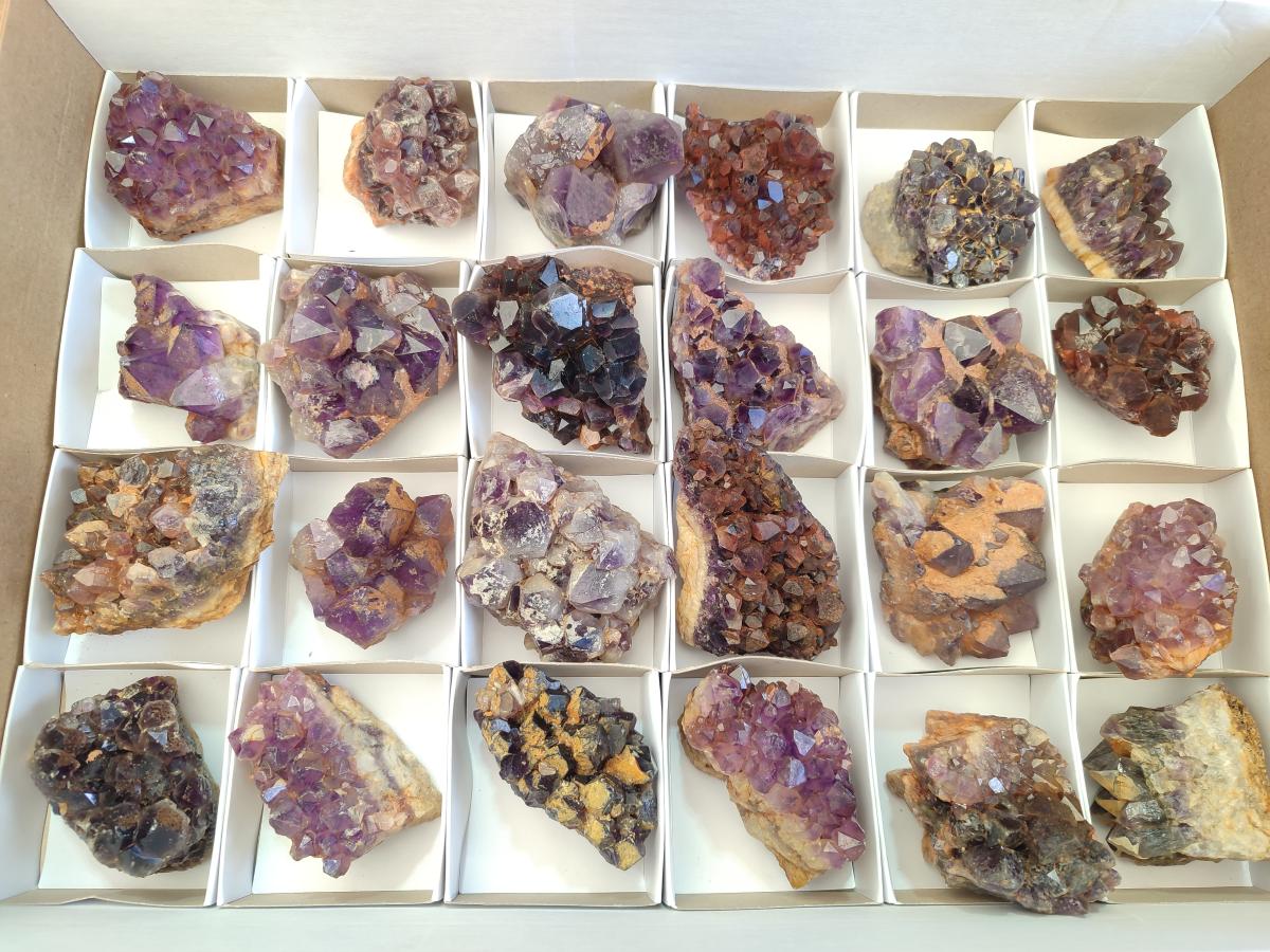 Natural Dark Amethyst Clusters x 24 From Mapatizya, Zambia