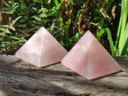 Polished Rose Quartz Pyramids x 4 From Madagascar