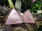 Polished Rose Quartz Pyramids x 4 From Madagascar